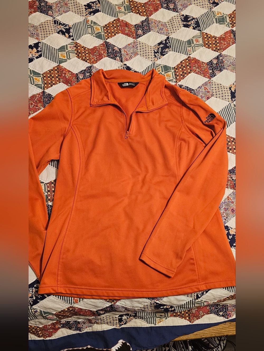 The North Face Orange Quarter-Zip Fleece Pullover Womens LARGE